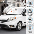 Windshield Sun ShadeCustom Fit 2014-2024 2025 2026 Dodge RAM ProMaster Accessories Full Size Cargo Van Chassis Cab Cutaway Front Window Sunshade Rays Reflector Keeps Car Cooler