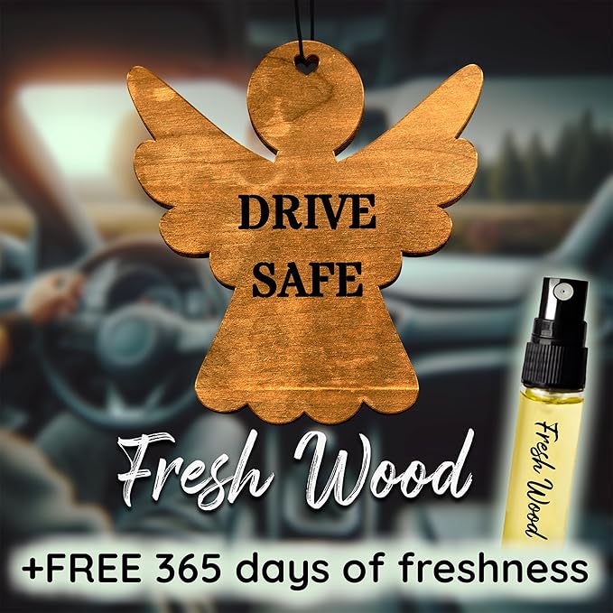 Car Fragrance for 365 Days FreshWood Drive Safe Ornament ❘ Rear View Air freshener ❘ Mirror Car Hanging Ornament ❘ Gift Idea for Him ❘ Gift Idea for Her ❘ Hand Made Car Essential