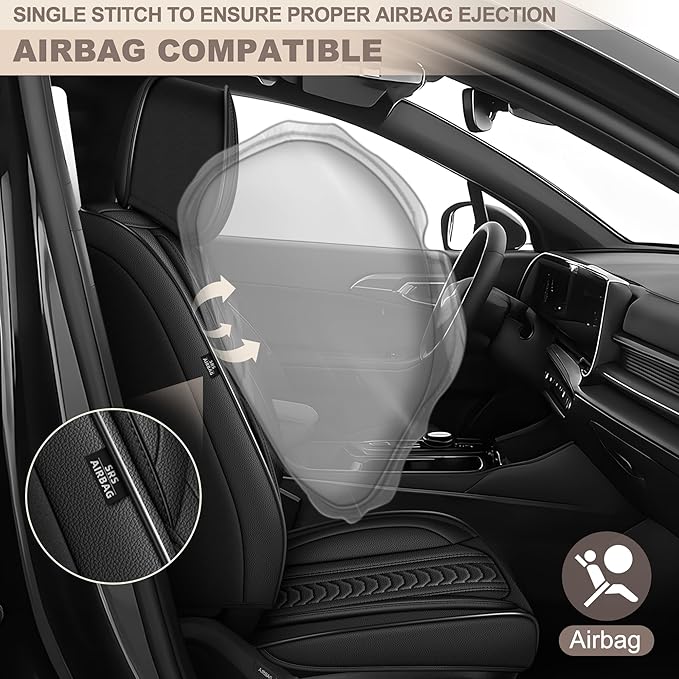 TTX LIGHTING for Subaru Ascent 2019-2026 Seat Covers: Waterproof Leather Seat Protector with Airbag Compatible (2 Front Seats,Black)