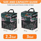 3 Gallons Car Trash Can with Lid, Car Trash Bag Bin Hanging Waterproof Automotive Garbage Cans Leak Proof Vehicle Trash Can Navy Floral