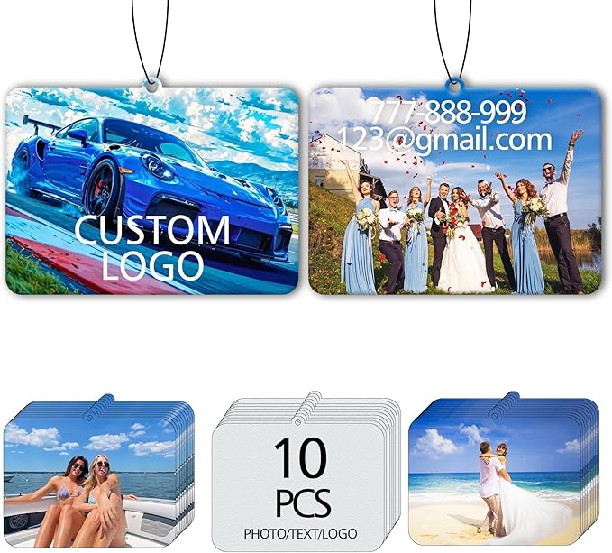 10-1000 Pcs Custom Air Fresheners with Picture - Double Sided Personalized Car Air Freshener with Photo & Logo, Hanging Auto Accessories & Custom Gifts for Branding Business Events (Horizontal)