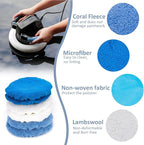THINKWORK 20 Pcs Car Polishing Pad, Buffing Pad for 10 Inch Car Polisher, Microfiber Wax Applicator Pad for Car, Microfiber, Wool, Coral Fleece, Nonwoven Fabric