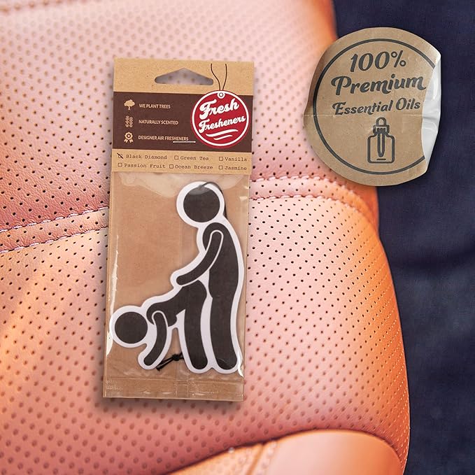 Funny Adult Car Air Freshener 6 Pack Scented With Premium Oils By Fresh Fresheners (Doggy Style Design)