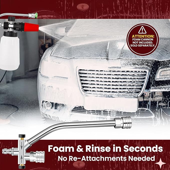 ProDetail Dual Kit – Foam Cannon & Spray Nozzle Quick Switch Adapter, Stainless Steel Brass Pressure Washer Accessory for Car Wash, Auto Detailing, Patio, Driveway, RV, Boat Cleaning 4000PSI