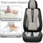 Universal Car Seat Covers, Black and Gray, Premium Nappa Leather, with Lumbar Support, Waterproof, Full Set, Non-Slip, Contoured Fit, Fits Most Vehicles, Upgraded Protection for Car Interiors