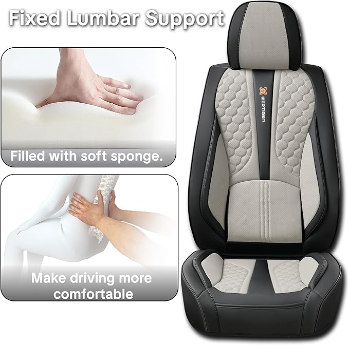 Black and Gray Car Seat Covers for Ford Bronco Sport 2021-2025 Car Seat Cover, Premium Leather, Full Set of 5 Seats, Waterproof, with Lumbar Support, Beautify Interior