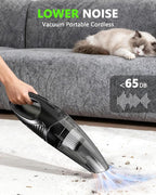Handheld Vacuum Cordless, Rechargeable Car Vacuum Cleaner with Multiple Attachments, Portable Hand Held Vacuum Suction Power, Mini Vacuum for Car, Home, Pet Hair, Office, Desk, Keyboards Black