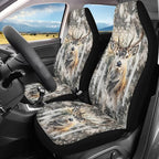 ELEQIN Deer Camo US Flag Car Seat Covers Two Front Only for Car, Automotive Interior Covers, Quick Setup Universal Fit Seat Covers for Car, Truck, SUV