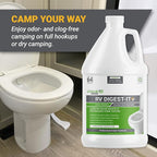 Unique RV Digest-It+, Extra-Strength RV Toilet Treatment - Liquifies Waste and Toilet Paper - Odor Eliminator (128 oz)