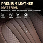 FLORICH Car Seat Covers, Premium Leatherette Car Seat Covers Front Seats, Waterproof Nappa Leather Seat Protectors, Breathable Car Seat Cushion for Most Sedans Cars SUV Trucks, Coffee