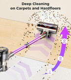Cordless Vacuum Cleaner, 550W 45Kpa Vacuum Cleaners for Home, 60Mins Cordless Stick Vacuum with LED Display, Self-Standing & Anti-Tangle, 8-in-1 Wireless Vacuum for Carpet Pet Hair Hardfloor