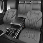 CAR PASS 3D Foam Faux Leather Car Seat Covers Full Set, Grey Breathable PU Leather Seat Covers for Cars, Luxury Universal Fit for SUVs Vans Sedan Truck Automotive, Armrest Airbag Compatible, All Gray