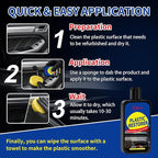 Plastic Restorer for Cars, Restores Faded Plastic, Vinyl, Rubber, Trim, Bumpers & Interior Surfaces to Like-New Finish - Brings Back Deep Black & Color, UV Resistant - 3.4OZ