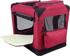 EliteField 3-Door Folding Soft Dog Crate with Carrying Bag and Fleece Bed (2 Year Warranty), Indoor & Outdoor Pet Home (30" L x 21" W x 24" H, Maroon)