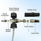 JOEJET Pressure Washer Gun with Foam Cannon, Car Wash Foam Gun with 1/4” Quick Connector, 5 Pressure Washer Nozzle Tips, 1 Liter