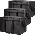 CIVJET Insulated Food Delivery Bag, XXXL Insulated Reusable Grocery Cooler/Hot Bags, Tote Bag for Shopping/Travel, Catering Bag 22x14x13, Black, 3-Pack