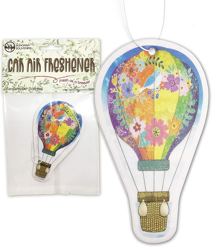 Hot Air Balloon Novelty Air Freshener for Car - Sandalwood Scented Automotive Accessory New Mexico Souvenir Gift (Pack of 4)