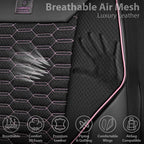 CAR PASS 3D Foam Mesh Leather Car Seat Covers Front Seats,Breathable Mesh Front Seat Covers for Women,Universal Fit for Cars SUV Truck Sedan Van Automotive, Armrest Airbag Compatible,Black and Pink