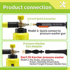 Foam Cannon, Wide Neck Snow Foam Lance with Replacement Adapter for Portland Husky and Ryobi Pressure Washer, Heavy Duty Power Washer Foam Blaster with 1/4 Inch Quick Connector, 5 Nozzle Tips