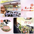 Demissle 24 Pcs Boho Hippie Car Air Fresheners Bulk Cute Groovy Hanging Air Freshener Pink Rainbow Scented Fresheners Rearview Mirror Decor for Women Gift Car Accessories