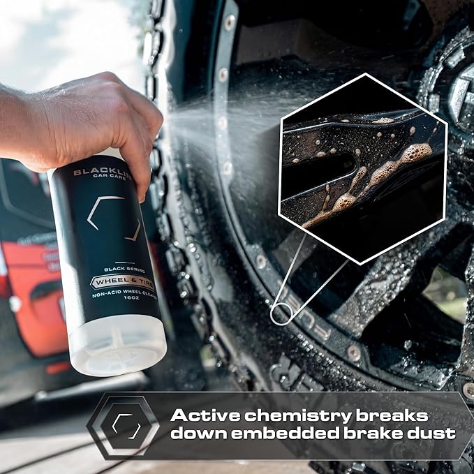 Blackline Wheel & Tire Cleaner Spray - Non-Acidic Brake Dust Remover Bug Remover & Wheel Cleaner for Cars, Trucks and More — Versatile, Fast Acting, and Safe for Most Finishes