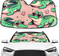 Alligator Crocodiles Pink Windshield Sun Shade Blocks UV Rays Sun Visor Protector Sunshade Accordion Folding Sun Reflector Auto for Car Truck SUV to Keep Your Vehicle Cool
