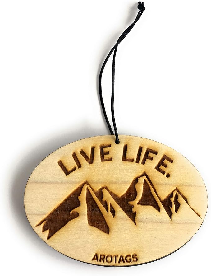 Arotags Wooden Car Air Fresheners - Long Lasting Backwoods Birch Scent Diffuses for 365+ Days - Includes Mountain Adventurer Hanging Mirror Diffuser and Fragrance Oil - 100% American Made