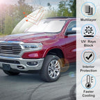 Windshield Sun Shade Fit for 2010-2024 2025 2026 Dodge RAM 2500 3500 Accessories Foldable Sunshade Sun Blocker Protect Car from Heat Damage