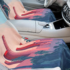2 Pack Car Seat Towel Covers with Storage Bag 63 x 32 Inch Athletic Running Towel Seat Sweat Washable Non Slip Cover Gift for Car Outdoor Sport Activities (Los Angeles Street Scene)