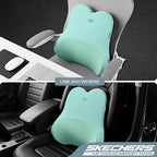 Skechers Air-Cooled & Memory Foam Lumbar Pillow,Lumbar Support Pillow for Office,Chair Lower Back Pain Relief Lumbar Pillow,Ergonomic Design Back Support Pillow for Office Chair,Car,Home,Travel,Green