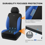 Skechers Car Seat Covers, Work Leather Seat Covers 5-Times Stronger Built-in Webbing, Oxford Fabric Seat Cover Full Sets, Airbag Compatible, Automotive Comfort for Cars, Trucks, SUVs,Blue