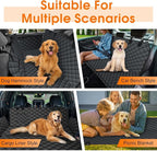 Waterproof Dog Car Seat Cover for Back Seat - Durable, Scratch Proof Pet Hammock with Nonslip Design & Storage Pockets, Fits Cars, SUVs, Trucks - L, Black