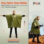 PREPARED4X Emergency Mylar Poncho – Survival Rain Poncho with Hood – Lightweight, Compact, Reusable Emergency Blanket Poncho for Hiking, Camping, Thermal Gear, Car Kit, Outdoors