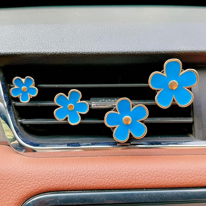 8pcs Cute Five-Petal Flower Car Air Vent Fragrance Clip Daisy Car Air Freshener Air Conditioning Outlet Clip Car Inter Decor (blue red, Ocean)