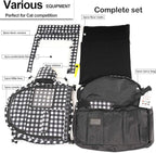 Mispace Portable Twin Compartment Show House Cat Cage/Condo - Easy to Fold & Carry Kennel - Comfy Puppy Home & Dog Travel Crate with Carry Bag/Two Hammocks/Mats and Collapsible Litter Box