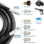 Twinkle Star Sewer Jetter Kit for Pressure Washer 50FT Hose, 1/4 Inch NPT, 5800 PSI Drain Cleaning Hose, Button Nose & Rotating Sewer Jetting Nozzle, Orifice 4.0, 4.5, 5.5