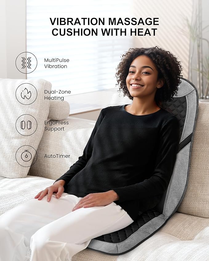 COMFIER Back Massager with Heat,Massage Chair Pad,Massage Seat Cushion with Adjustable Lumbar Support,Back Massage for Pain Relief,Chair Massager for Recliner,Gifts for Women Men Mom Dad