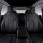 Custom Fit Seat Covers for 2025 2026 Tesla Model Y Juniper (5-Seater), Waterproof Breathable Nappa Leather, OEM Factory Style Full Set Car Seat Protectors Airbag Compatible - Black