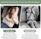 HIGOGOGO Washable Travel Pillow, Car Pillow for Kids & Adults, Travel Pillows with Removable Soft Cover and High-Support Foam, Fix Neck and Body Sitting/Sleeping on The Trip, Beige