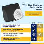 kingphenix Car Seat Cushion – Memory Foam Pad for Driving Comfort – Boosts Height and Relieves Coccyx & Lower Back Pain – Car, Truck, Office Chair (Leather & 4D Mesh Black)
