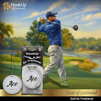 Golf Car Air Freshener by HookUp - 4 Pack - Black Gold Scent (Extra Strong) | Unique Golf Gift for Players, Coach, Fans | Hanging Car Accessory with Long Lasting Fresheners Smell