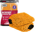 AIDEA Car Wash Mitt Microfiber, 2PK Scratch Free Lint-Free, Premium Chenille Microfiber Mitt Car Wash Brush, Orange, Regular Size 7.12''X10.14''