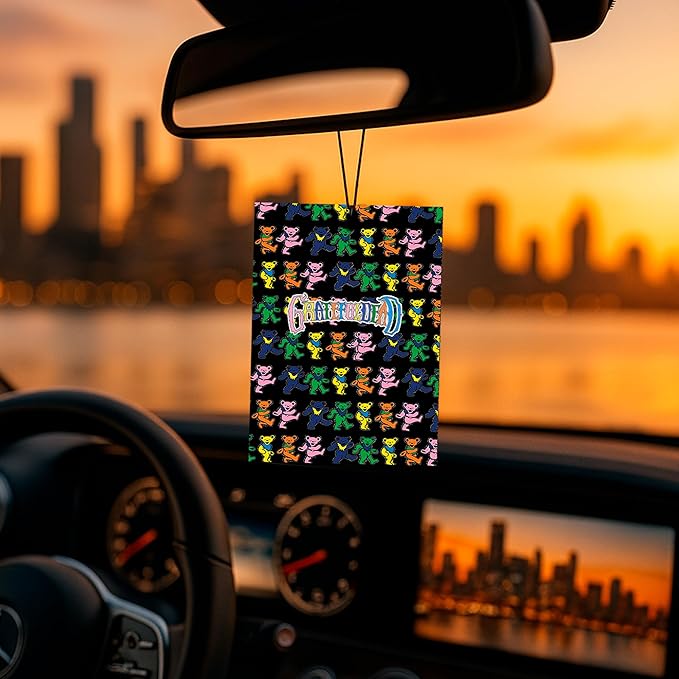 Rocksax Hanging Air Freshener – Long-Lasting Vanilla Car Air Freshener for Home & Office – Double-Sided Print Rock Band Memorabilia Car Fresheners - Grateful Dead Bears
