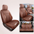 Red Rain Custom Fit for Ford F150 Super Crew/Crew Cab 2015-2025 XL XLT STX Brown and Orange Leather Car Seat Cover Full Set 5 Seater (F150-Brown+Orange)
