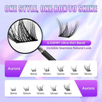 Lash Extension Kit DIY Lash Clusters Kit Eyelash Extensions Individual Lashes Extensions with (Bond,Seal,Tweezers,Remover,168Pcs,Aurora,8-16mm)