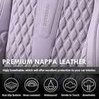 Coverado Seat Covers Full Set, Purple Car Seat Covers, Waterproof Car Seat Cover with Lumbar Support, Leather Car Seat Cushion Protector, Car Seat Covers Universal Fit Most Cars