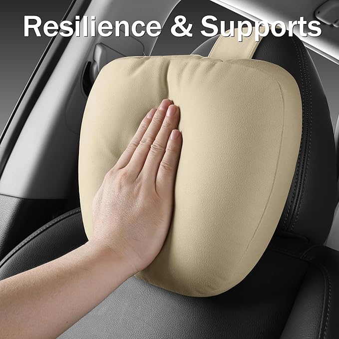 2pcs Car Neck Pillow for headrests,Support Drive Seats Head Cushion Pillows,Microfiber Velvet,Plant-Based Polyester,Thickness & Height Adjustable,11.8x7.5,Inner Liner fillable (Black Color)