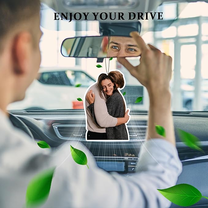 Custom Car Air Freshener with Photo - Double Sided Personalized Face Picture Hanging Ornament, Funny Scented Auto Accessories, Unique Gift for Boyfriend, Husband & Home Decor