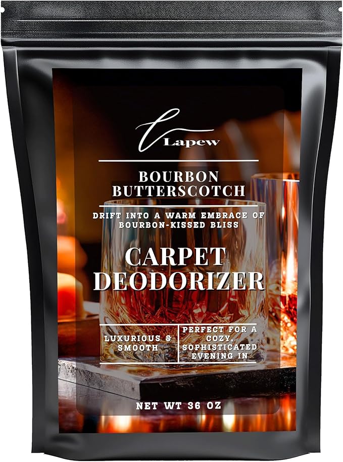 Lapew Bourbon & Butterscotch Carpet Deodorizer Powder - Pet Safe Freshener for Vacuuming | Scented Odor Eliminator for Home | 36 oz