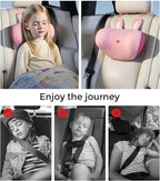 BEBAS Car Neck Pillow Travel - Adjustable Memory Foam Neck Support Pillow for Sleeping, Breathable & Machine Washable Cover, Soft Support for Adults & Kids - Gift (Pink - Rabbit)
